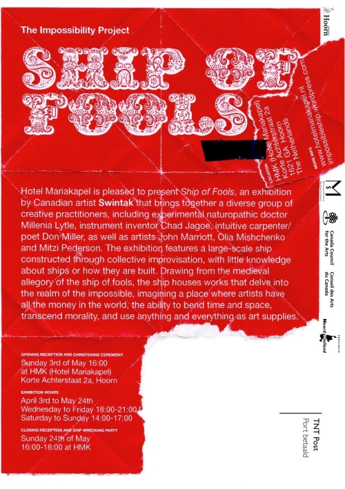 The back of invite, torn spot is for label